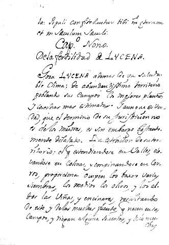 Capº. Nono. Dela fertilidad de LVCENA