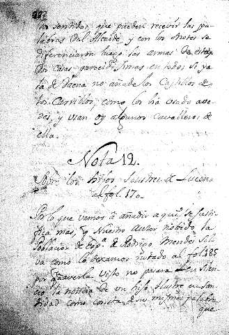 Nota 12. Sobre los hifos Ilustres de Lucena alfol. 170.