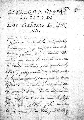 Catalogo genealogico de los señores de Lvcena