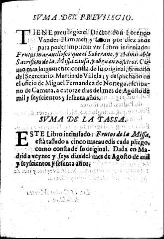 Svma del Previlegio  -  Svma de la Tassa