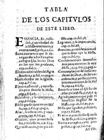 Tabla de los Capitvlos de este Libro