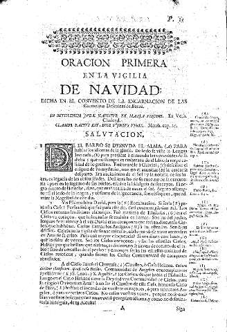 Oracion Primera. En la vigilia de Navidad, dicha en el Convento de la Encarnacion de las Carmelitas Descalzas de Baeza