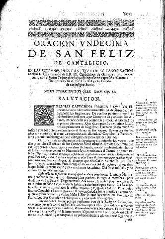 Oracion Vndecima. De San Feliz de Cantalicio