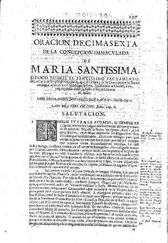 Oracion Decimasexta. De la Concepcion Inmacvlada de Maria Santissima... Hospital de la Concepcion de Baeza