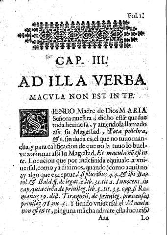 Cap. III. Ad illa verba macvla non est in te