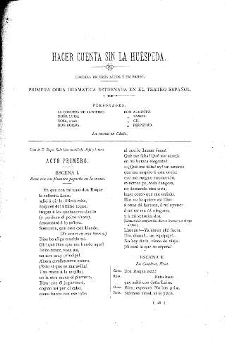 Hacer cuenta sin la huéspeda. Comedia en tres actos y en verso