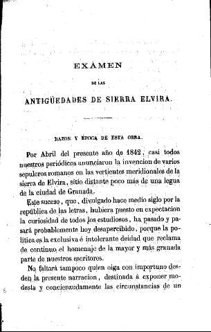 Examen de las antigüedades de Sierra Elvira. 