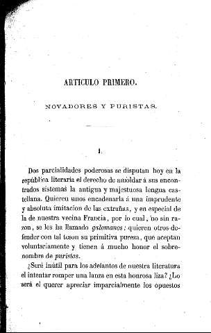 Artículo Primero. Novadores y Puristas