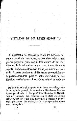 I. Epitafios de los reyes moros