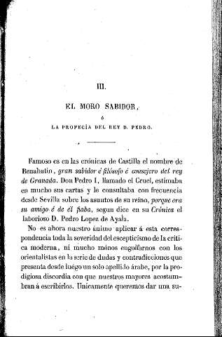 III. El moro sabidor, ó La profecía del rey D. Pedro