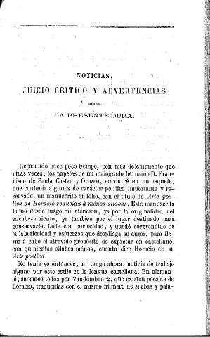 Noticias, juicio crítico y advertencias sobre la presente obra