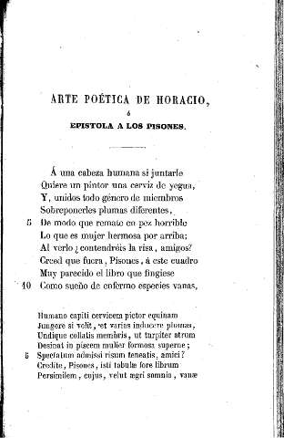 Arte Poética de Horacio ó Epístola a los Pisones