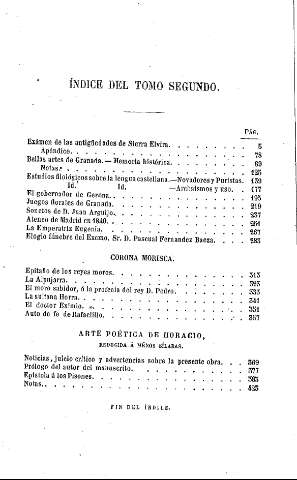 Índice del Tomo Segundo