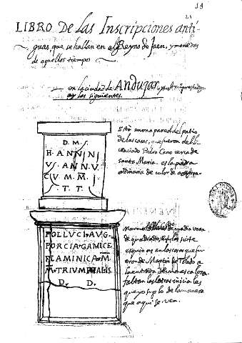Libro de las Inscripciones antiguas, que se hallan en elReyno de Jaen, ymonedas de aquellos tiempos