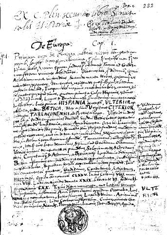 Ex C. Plin securisto libro 3 naturales historiae