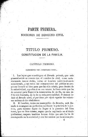 Parte primera. Nociones de Derecho civil  -  Título primero. Constitución de la familia