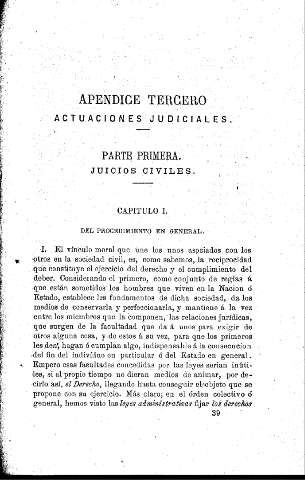 Apéndice tercero. Actuaciones judiciales  -  Parte primera. Juicios civiles