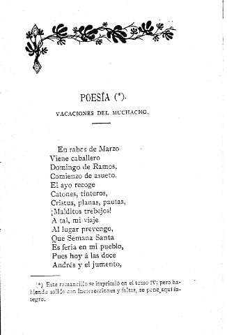 Poesía. Vacaciones del muchacho