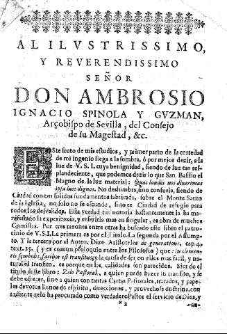 Al ilvstrissimo, y reverendissimo señor Don Ambrosio Ignacio Spinola y Gvzman ...