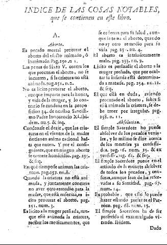 Indice de las cosas notables que fe contienen en efte libro