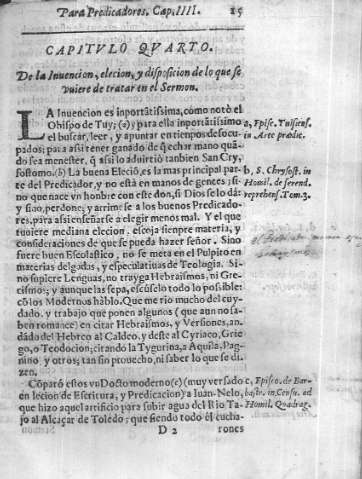 Capitvlo qvarto. De la Invencion, elecion, y difpoficion de lo que fe vuiere de tratar en el Sermon