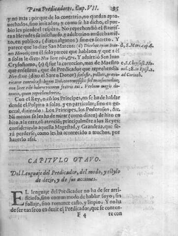 Capitvlo otavo. Del Lenguaje del Predicador, del modo, y estylo de dezir, y de fus acciones