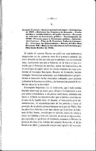 V. Invasión francesa... Plan de D. Francisco Tadeo de Calomarde - Ciérranse las Universidades... Mejoras introducidas en la Enseñanza pública hasta Octubre de 1845