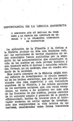 Importancia de la lengua sánscrita y servicios que su estudio ha prestado a la ciencia del lenguaje en general y a la Gramática comparada en particular 