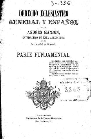 Derecho eclesiástico general y español. Parte fundamental