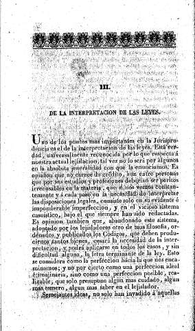 III. De la interpretación de las leyes