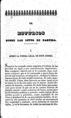 VI. Estudios sobre las Leyes de Partida 