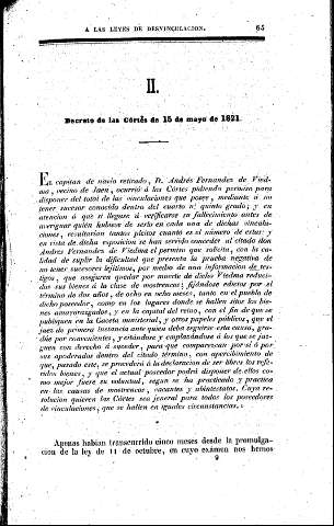 II. Decreto de las Cortes de 15 de mayo de 1821