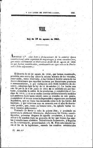 VIII. Ley de 19 de agosto de 1841