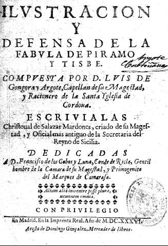 Ilvstracion y defensa de la fabvla de Priamo y Tisbe