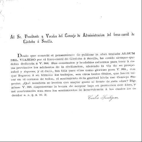 Al Sr. Presidente y Vocales del Consejo de Administracion del ferro-carril de Córdoba á Sevilla