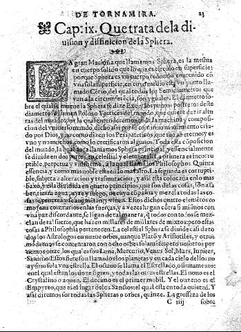 Cap.ix. Quetrata de la diuifion y diffinicion de la Sphera