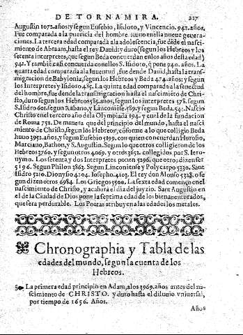 Chronographia y Tabla de las edades del mundo, fegun la cuenta de los Hebreos