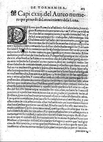 Capi.cxxij.del Aureo numero que procede del mouimiento dela Luna