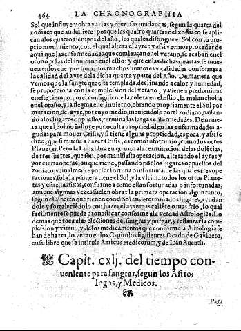 Capit. cxlj. del tiempo conueniente para fangrar,fegun los Aftroslogos, y Medicos