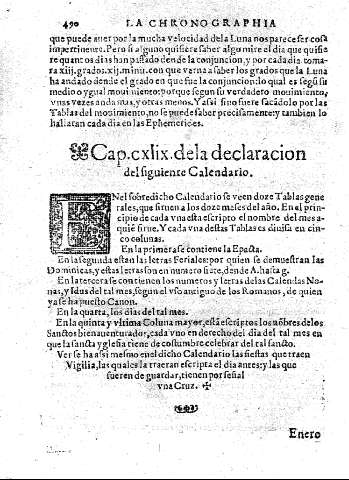 Cap.cxlix.dela declaracion del figuiente Calendario