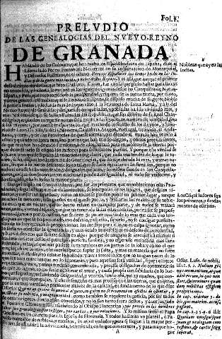 Prelvdio de las genealogias del nvevo reyno de Granada