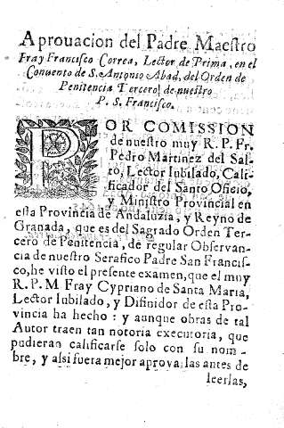 Apruacion del Padre Maeftro Fray Francifco Correa ...