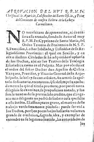 Aprovacion del mvy R.P.M.Fr. Chriftoual de Aparicio ...
