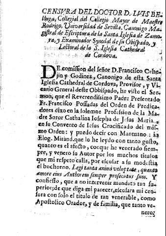 Censvra del doctor Lvis Belluga, Collegial del Collegio Mayor de Maeftre Rodrigo ...