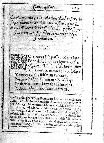 Canto quinto, La Antiguedad refiere la siesta solemne de las quadrillas ...