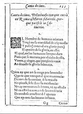 Canto decimo, Del triunfo con que entrò en Roma Marco Marcelo, porque pacificò la Celtiveria