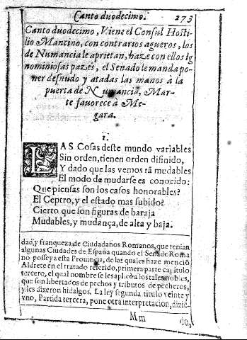 Canto duodecimo, Viene el Consul Hostilio Mantino, con contrarios agueros, los de Numancia le aprietan ...