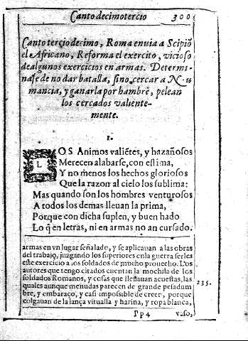 Canto terciodecimo, Roma envia a Scipio el Africano, Reforma el exercito, vicioso dealgunos exercicios en armas.