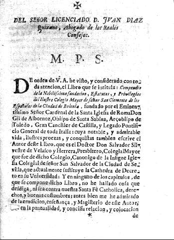 Del Señor Licenciado D. Jvan Diaz Quixano, Abogado de los Reales Consejos