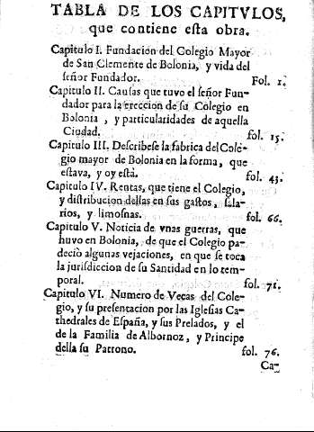 Tabla de los capitvlos, que contiene esta obra